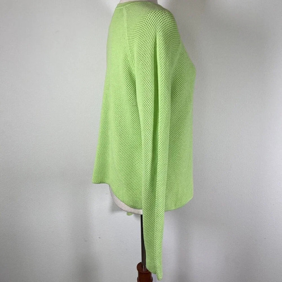 Sweaty Betty Idol Mesh Sweater Women's Large Neon Green Crewneck Athletic Run - Picture 4 of 14